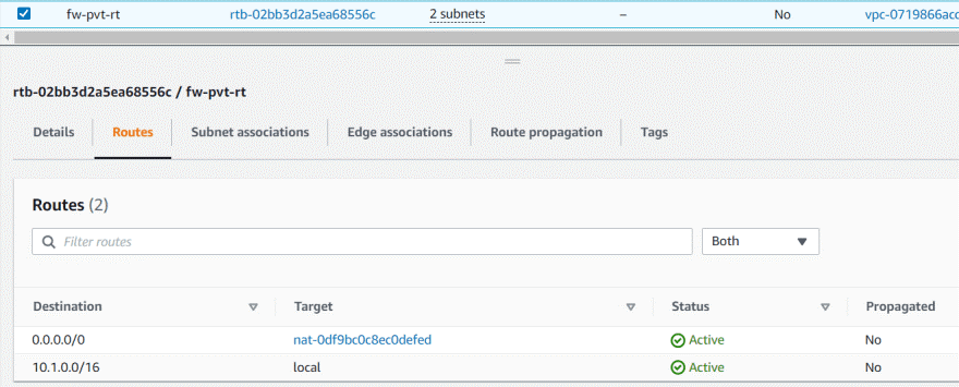 Private subnet rt Private subnet traffic will go to NAT gateway 