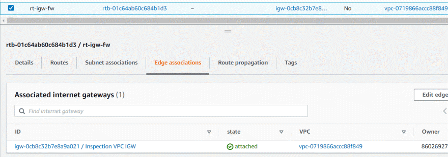 It's require edge association, no subnet association required.